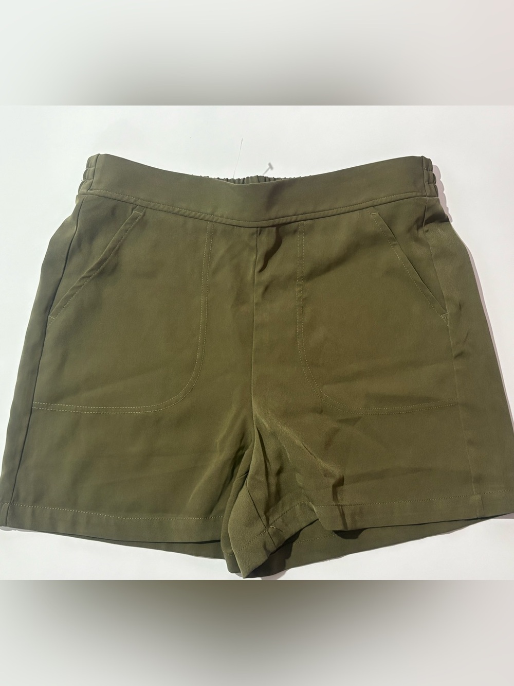 Max Studio Olive Green Casual Bermuda Shorts